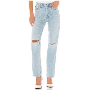 Levi 501 Light Blue Distressed Jeans